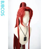 [Styled Wig]Universal Cosplay Lace Front Wig Long Red Half Tied High Ponytail Hair Antique Style Versatile NPC Set Halloween Wig
