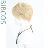 [Styled Wig]Mixed gold imitation hand hook daily youthful feeling cat ear NPC live broadcast versatile styling short hair wi