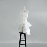 Anime Bunny Girl Cosplay Costume White Size【S-L】 Lace Ruffled Lingerie With Headband And Corset Lingerie Costumes Clothing