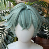 [Styled Wig] Lohen Cosplay Wig Genshin Impact  Men Short 35cm Green Hair Knights of Favonius Cosplay Halloween Wig