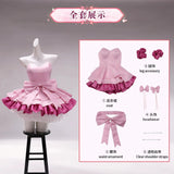Mizi SUA Cosplay Costume Anime Alien Stage Women Cute Pink Big Bow Glitter Ruffle Dress Cute ZOMST Zombie Stage Cosplay S-2XL