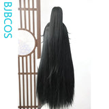 [Styled Wig]Mo Ran Cosplay Lace Front Wig Game Anime Man Long Black Straight High Bun Ancient Style Young Man Hair Halloween