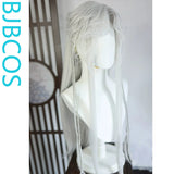 [Styled Wig]Lace Front Wig Silver gray patch beauty pointed wig set, ancient style novel anime master COS wig set