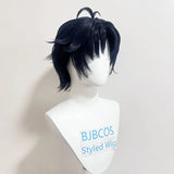 [Styled] ZZZ Asaba Harumasa Cosplay 30cm Short Black Blue Wig Heat Resistant Synthetic Hair Unisex Costumes Anime Cosplay Wigs