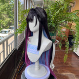 [Styled] Helektra Cosplay Wig Hysilens 96cm Black Purple Blue Mixed Wig Cosplay Heat Resistant Synthetic Wig for Halloween Costu
