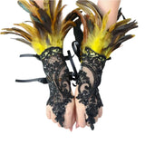 Feather Gloves Cosplay Anime Colorful Angel Devil Lolita Lace Sleeves Accessories Fashion Trends Props Halloween Carnival Party