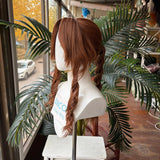 [Styled Wig]Aerith Gainsborough Cosplay Wig Game Final Fantasy VII Women Brown Braided Ponytail Hair Halloween Carnival Party