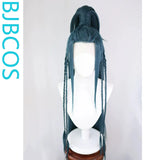 [Styled Wig]Ashes of the Kingdom‌ Ancient style Hanfu Zhang Liao cos three pointed high ponytail blue-green wig set