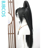 [Styled Wig]Mo Ran Cosplay Lace Front Wig Game Anime Man Long Black Straight High Bun Ancient Style Young Man Hair Halloween