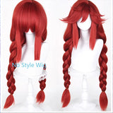 [Styled Wig]In Stock Game Li Glaze Synthetic Hair Long 95cm Red Braids Cosplay Anime Wig Heat Resistant Hair Halloween Party