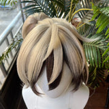 [Styled Wig]Rei Cosplay Wig Game Man Mixed Brown Light Yellow Hair For Game Anime Halloween Costume Role Play Party Wigs