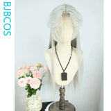 [Styled Wig]Universal Cosplay Lace Front Wig Long White Hair Antique sStyle Versatile NPC Shaped COS Wig Set Halloween Party