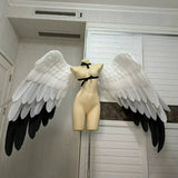 Versatile White And Black Wings Cosplay Costume Women Pearl Cotton Wings Cosplay For Halloween Carnival Fancy Party Decoration