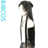[Styled Wig]Antique style male front lace beauty pointed Lace Front Wig hairstyle wig headband ancient costume COS Han Li