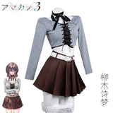 Yanagi Shion Cosplay Costume Game ‌Amakano3‌ Sweet Girlfriend Japanese-style JK Skirt Grey Tops Uniform Woman Sexy Daily Suit