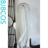 [Styled Wig]Lace Front Wig Silver gray patch beauty pointed wig set, ancient style novel anime master COS wig set