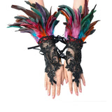 Feather Gloves Cosplay Anime Colorful Angel Devil Lolita Lace Sleeves Accessories Fashion Trends Props Halloween Carnival Party