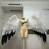 Versatile White And Black Wings Cosplay Costume Women Pearl Cotton Wings Cosplay For Halloween Carnival Fancy Party Decoration