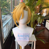 [Styled Wig]‌Hugo Vlad Cosplay Wig Game Zenless Zone Zero ZZZ Golden Ponytail Long 88CM Heat Resistant Synthetic Hair Halloween
