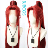 [Styled Wig]Universal Cosplay Lace Front Wig Long Red Half Tied High Ponytail Hair Antique Style Versatile NPC Set Halloween Wig