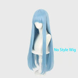 [Styled Wig]Richeh Cosplay Wig Anime Witch Hat Atelier Women Light Blue Long Straight Hair Heat Resistant Synthetic Anime Wig