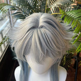 [Styled Wig]Sunday Cosplay Wig Game Honkai: Star Rail HSR Mixed Gray 52CM Hair Heat Resistant Synthetic Halloween Party Wigs
