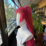 [Styled Wig]Universal Pink Antique Style Long Hair With High Ponytail Clip Anime Game Cosplay Fluffy Wig For Halloween Party