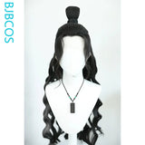 [Styled Wig]Li Yu Cosplay Full Lace Wig Game Anime Long Black Curly High Bun Hair Versatile Wig Set Halloween Carnival Party Wig