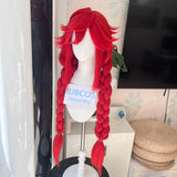 [Styled Wig]In Stock Game Li Glaze Synthetic Hair Long 95cm Red Braids Cosplay Anime Wig Heat Resistant Hair Halloween Party
