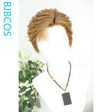 [Styled Wig]NPC Brown Short Hair Cosplay Wig Daily Male COS Lace Front Wig Youth Sensation Micro Curled Fragmented Halloween Wig