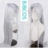 [Styled Wig]Love of Light and Night, Qisi Li Silver White COS Wig, Ancient Style Hanfu, High ponytail Style, Full Headset