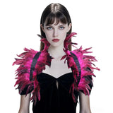 Natural Feather Cape Maleficent Costume Women Gothic Lacing Shawl Shrug Collar Feather Cape Halloween Cosplay Christmas Party