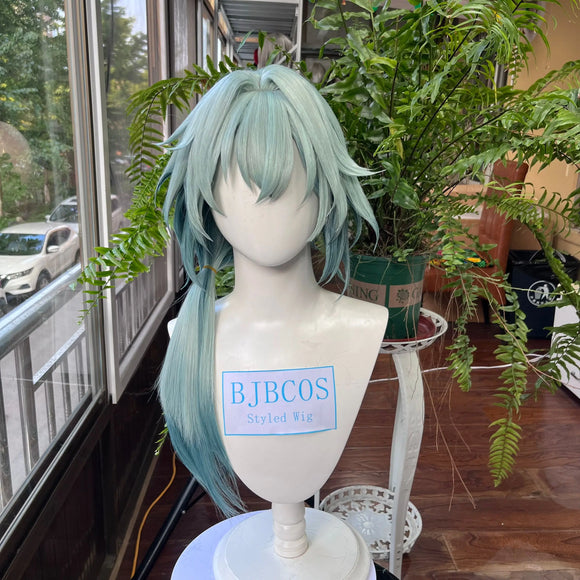 [Styled] Anaxa Wig Game Honkai Star Rail Anaxa Male Cosplay Wig Short Green Hair Halloween Wig