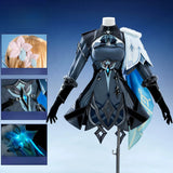 Lumine Cosplay Costume Game Genshin Impact Women Black Dress Traveler Lumine Halloween Stage Costume Comic Party Clothing S-XL