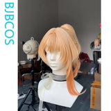 [Styled Wig]Yoimiya Cosplay Wig Game Genshin Impact For Women Yellow Gradient Ponytail Length 45CM ‌Halloween Party Wigs‌