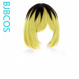 [Styled Wig]Yaku Neko Cosplay Wig Anime Chainsmoker Cat Women Short Yellow Mixed Black 35CM Hair Ear Tail Prop Party Carnival