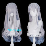 [Styled Wig]Miyanaga Nonoka Cosplay Wig Anime BanG Dream Women Long‌ Gray Mixed Blue 85CM Hair Halloween Party Wigs