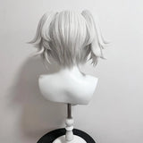 [Styled] Wuthering Waves Camellya Cosplay Wig 30cm Short Hair with Double Ponytail Silver White Black Wig Cosplay Anime Hair