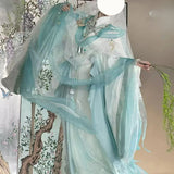Ashes of the Kingdom‌ Chen Dengshu Wang cosplay costume with antique style embroidery and blue-green printing