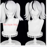 [Styled] Wuthering Waves Camellya Cosplay Wig 30cm Short Hair with Double Ponytail Silver White Black Wig Cosplay Anime Hair