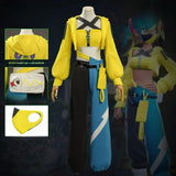 Canari Game Anime Game Z Cosplay A Costume Mask Yellow Top Coat Pant Yellow Blue Double Prop Woman Girls Cos Halloween Party