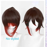 [Styled] Fugue Tingyun Cosplay Wig HSR Brown Dark Red Wig Heat Resistant Synthetic Hair Tail Ears