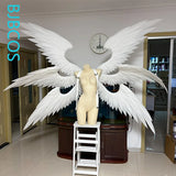 BJBCOS Custom Made Wings Cosplay Custom Anime Women Foldable White Versatile Pearl Cotton Wings Cosplay Halloween Carnival Party