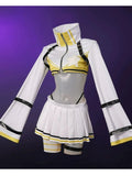 AElegg Boom And Shock Anime Game Cosplay Costume White Sleeves Short Coat Tops Skirt  Adult Woman Sexy Carnival Spot Goods