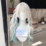 [Styled] HSR Firefly Cosplay Wig 60cm Long Straight Wig Silver Gray Blue Gradient Wig Cosplay Anime Wigs Heat Resistant Hair