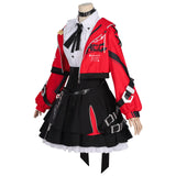 Anime Game Neverness To Everness Cosplay Halloween Lacrimosa Costume Y2K Punk Red Short Coat Black Dress Goth Lolita