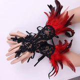 Feather Gloves Cosplay Anime Colorful Angel Devil Lolita Lace Sleeves Accessories Fashion Trends Props Halloween Carnival Party