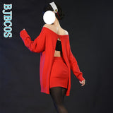 BJBCOS Anime Manga SPY FAMILY Cosplay Yor Forger Wig Manga SPY FAMILY Cosplay Costume Women Casual Wear Red Sweater